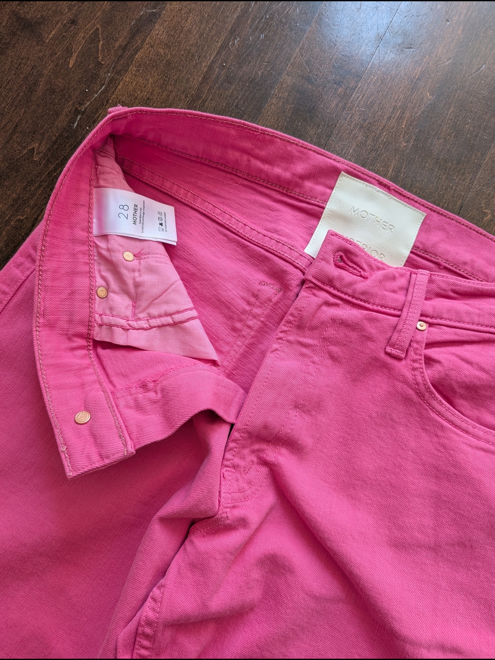 Mother Jeans "the Newbie Skimp" Women’s Pink Straight-Leg Jeans Size 28 - Picture 2 of 2